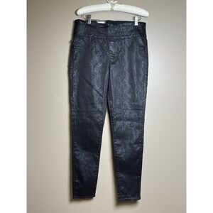 Rock & Republic Fever Pull-On Snakeskin Coated Leggings Black 10M Denim Rx